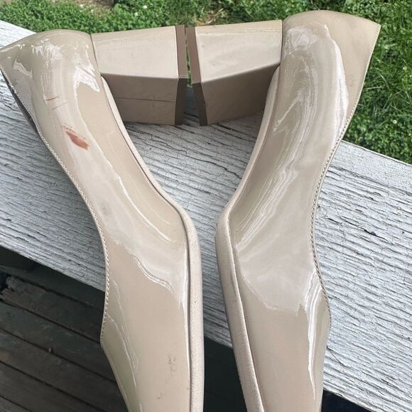 Ron White Lizbeth Square Toe Patent Leather Block Heel Nude Size EU 38 / US 7.5 - Picture 4 of 11